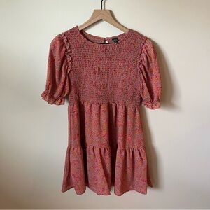 Pink Floral Smocked Dress